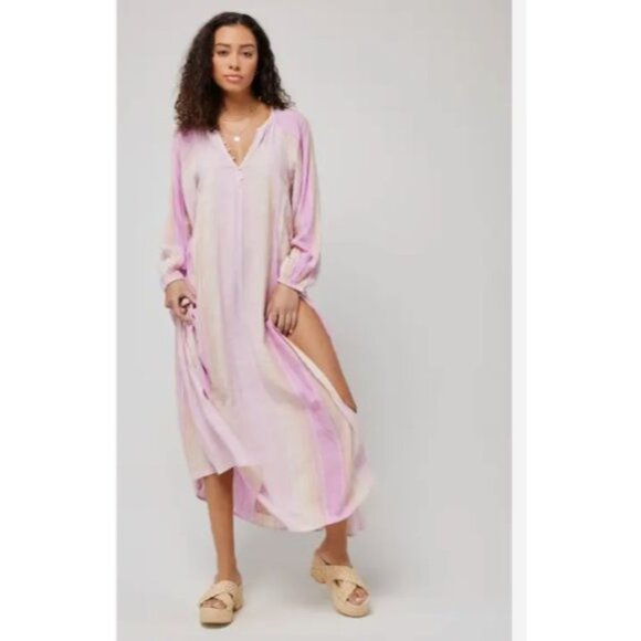 NWT Space Women's Cassie Dress M/L Multicolor Long Sleeve Button-Front Boho - Picture 8 of 8